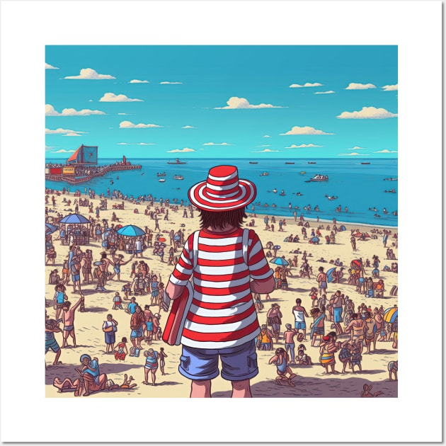 Waldo finds the beach Wall Art by Daniac's store